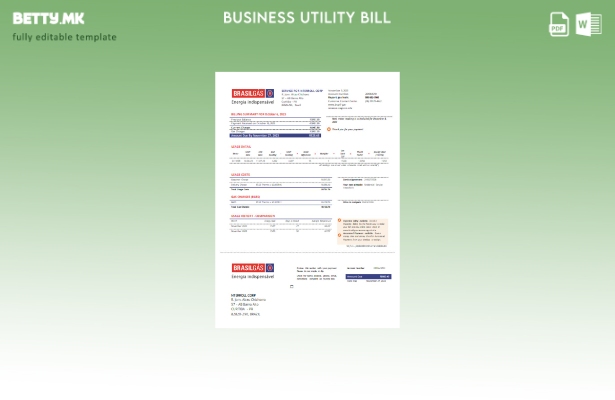 Модерен стил Бразилски шаблон за деловна сметка за комунални услуги за гас